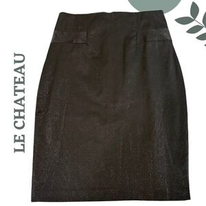 🛍️3/$40 LE CHÂTEAU Black Shimmer Pencil Skirt – Size 11/12